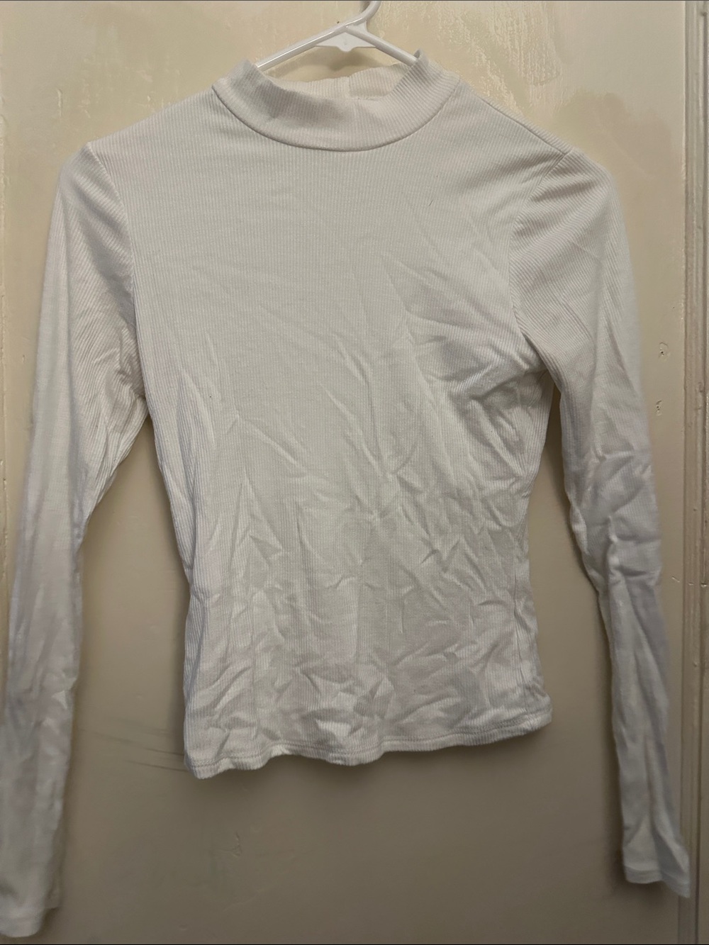 Heart Hips White Ribbed Turtleneck Long Sleeve Top